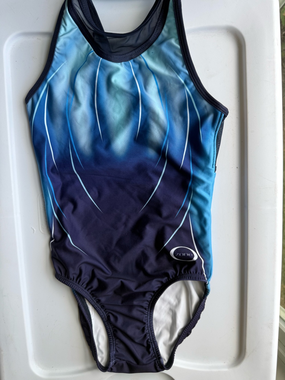 Youth medium blue Ozone leotard